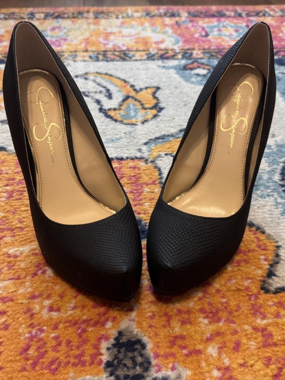 Jessica Simpson Parisah Black platform heels, women's size 8